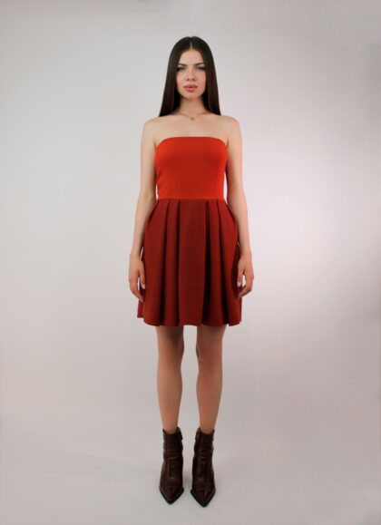 Rochie Plisata Portocalie