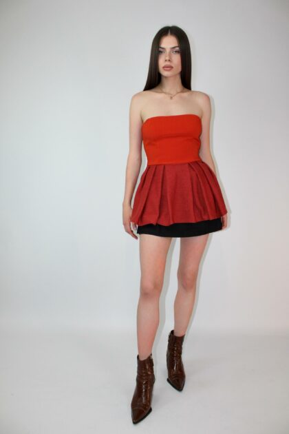 Top Plisat Portocaliu